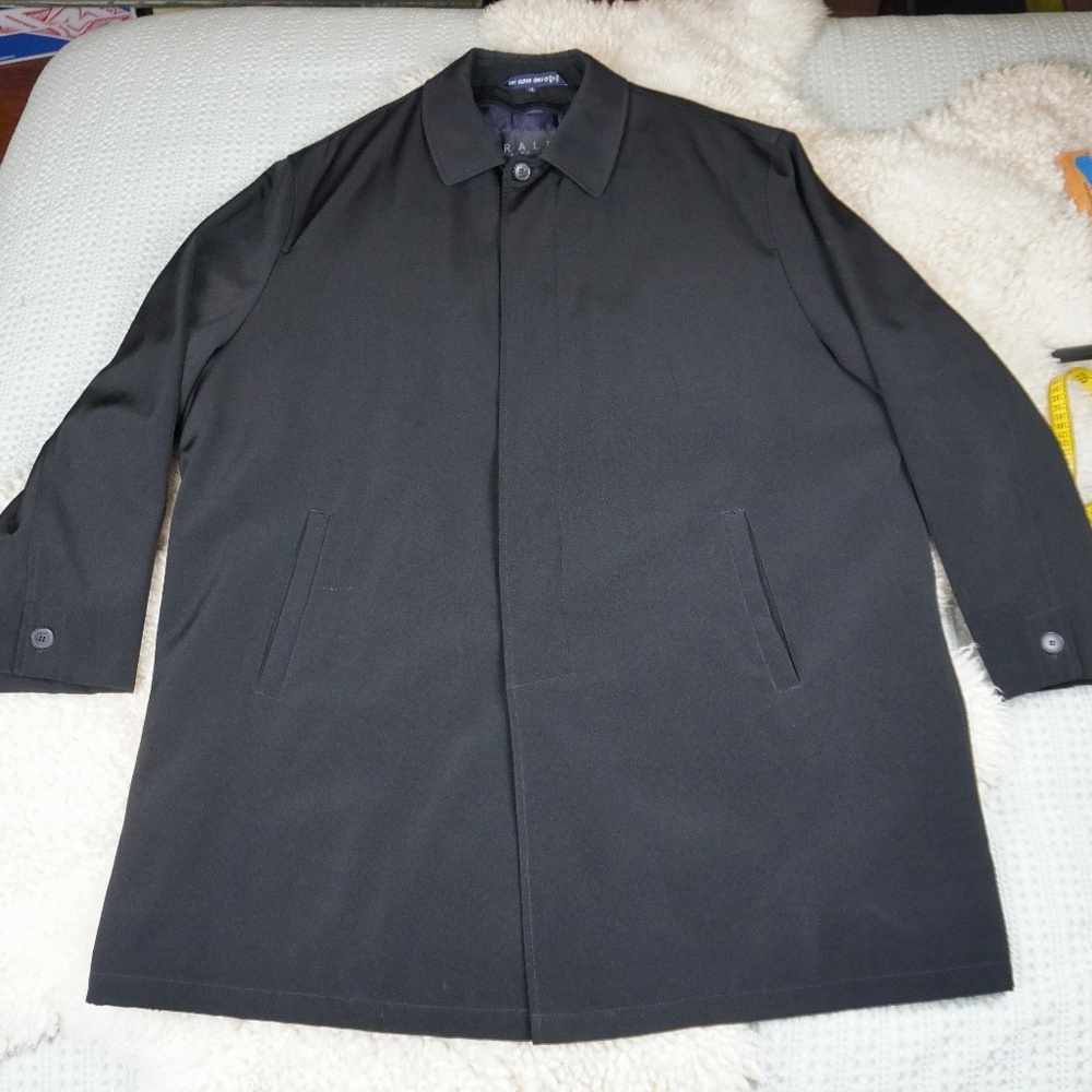 Polo Ralph Lauren Trench Coat Quilted Liner Men XL Black All Weather Resistant